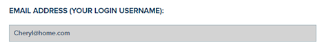 Screenshot of field for email address (your login username)